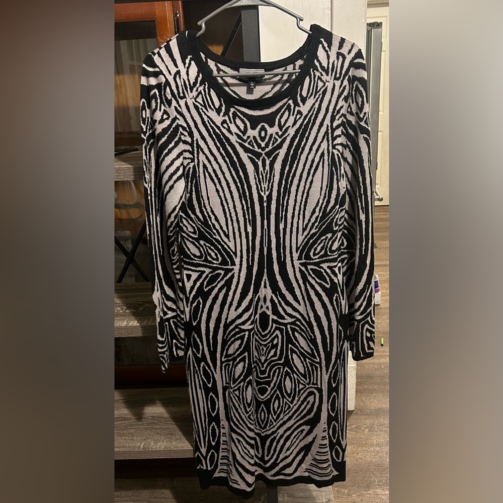 Allison Brittney black and white sweater dress
